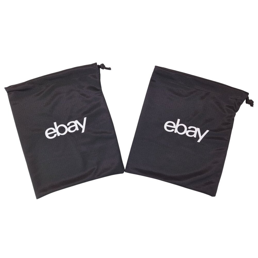 eBay Black Drawstring Dust Bags 11.5 x 9.75 Set Of 2 Polyester Shoe Purse Travel